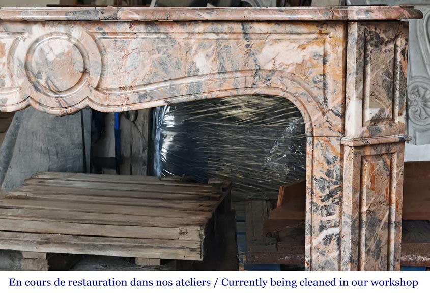 Louis XV style Pompadour model fireplace in Enjugerais marble-6