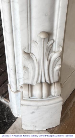Louis XV style fireplace in Carrara marble, decorated with a shell-8