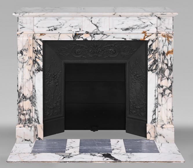 Louis XVI style fluted fireplace, in Paonazzo marble-0