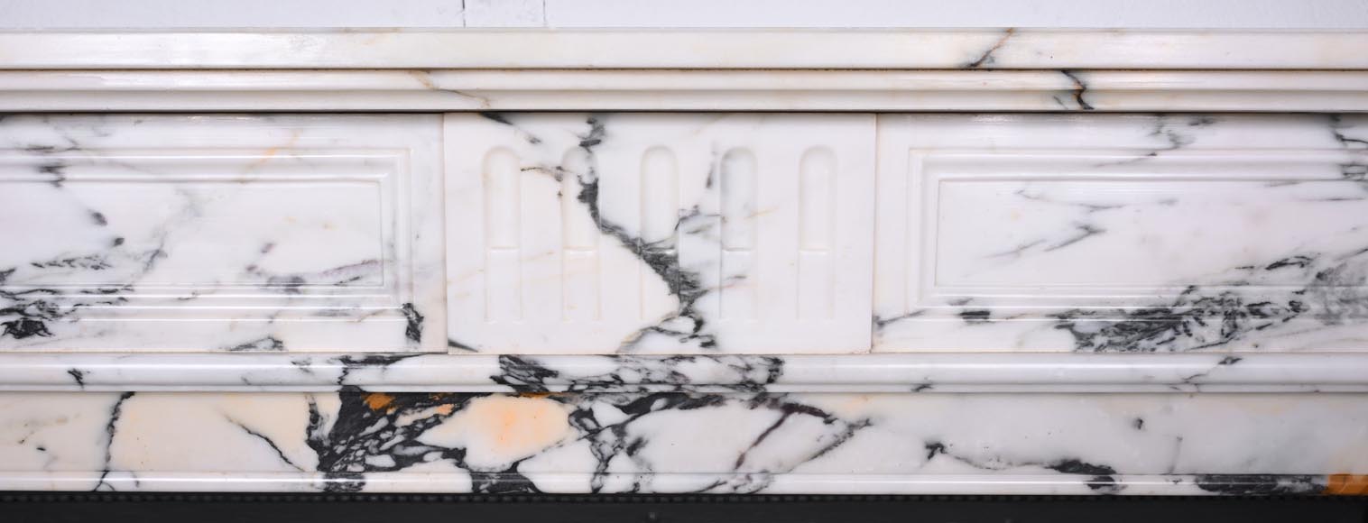 Louis XVI style fluted fireplace, in Paonazzo marble-1