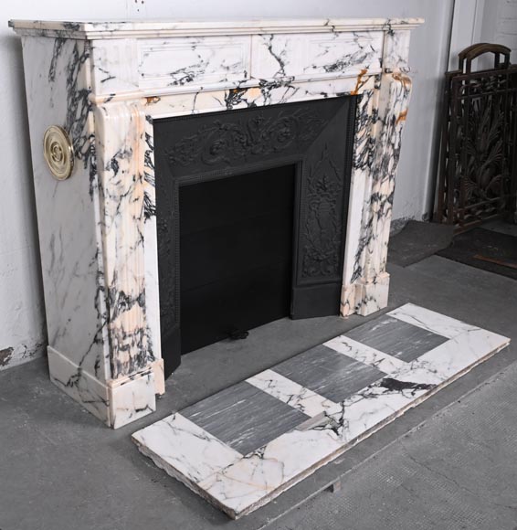 Louis XVI style fluted fireplace, in Paonazzo marble-2