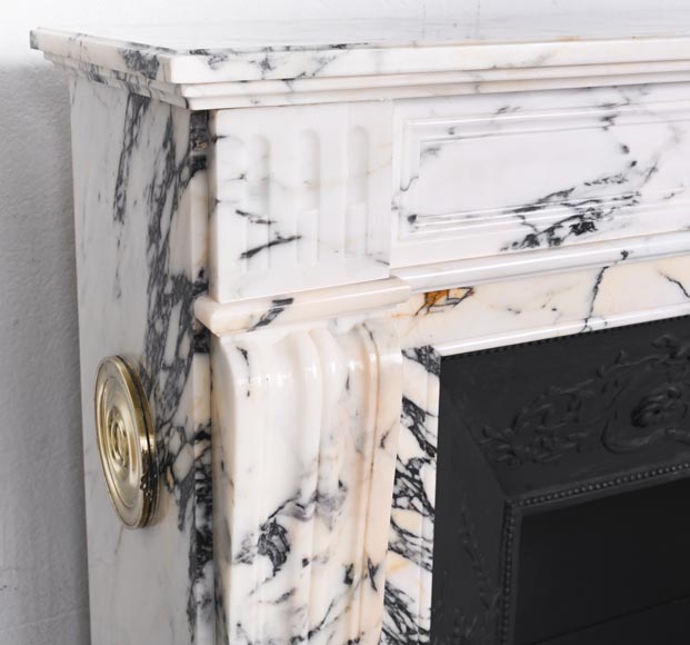 Louis XVI style fluted fireplace, in Paonazzo marble-3