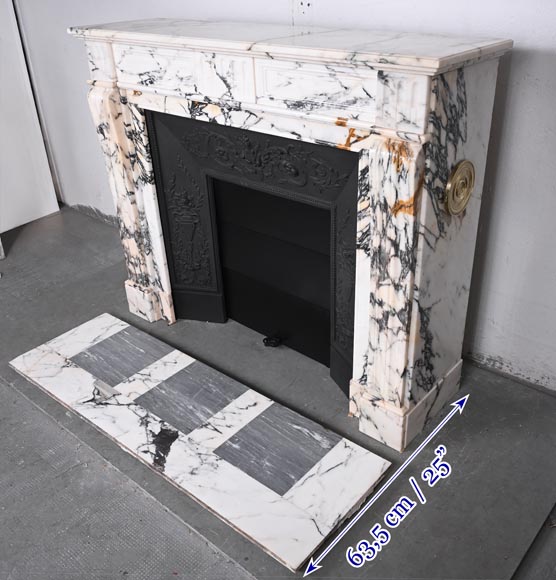 Louis XVI style fluted fireplace, in Paonazzo marble-7