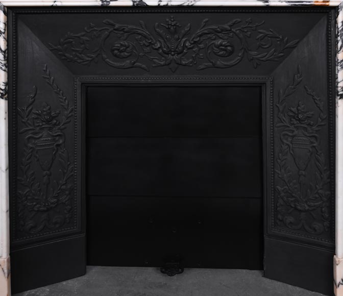Louis XVI style fluted fireplace, in Paonazzo marble-11