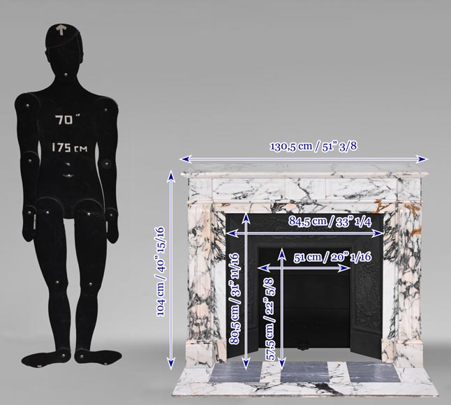 Louis XVI style fluted fireplace, in Paonazzo marble-15