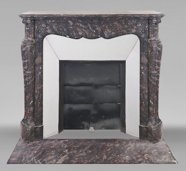 Louis XV style Pompadour model fireplace, in Bois Jourdan marble-0