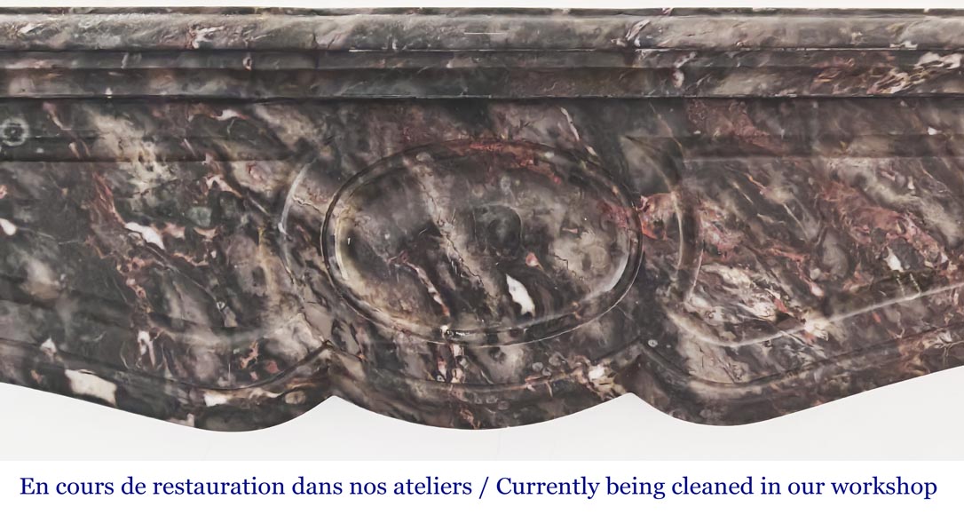 Louis XV style Pompadour model fireplace, in Bois Jourdan marble-1