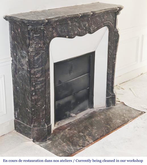 Louis XV style Pompadour model fireplace, in Bois Jourdan marble-2