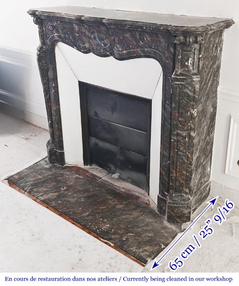 Louis XV style Pompadour model fireplace, in Bois Jourdan marble-5