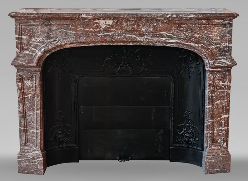 Large Regency-style fireplace in Royal Red marble-0