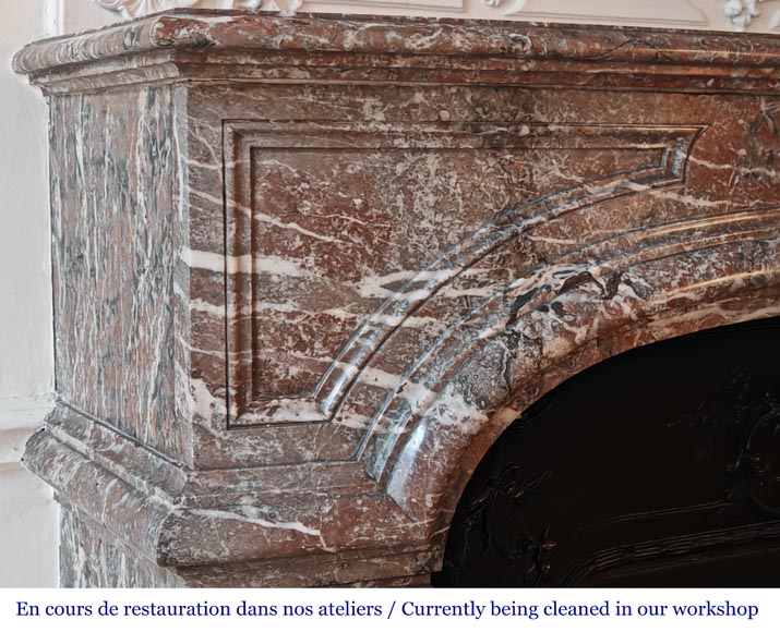 Large Regency-style fireplace in Royal Red marble-3