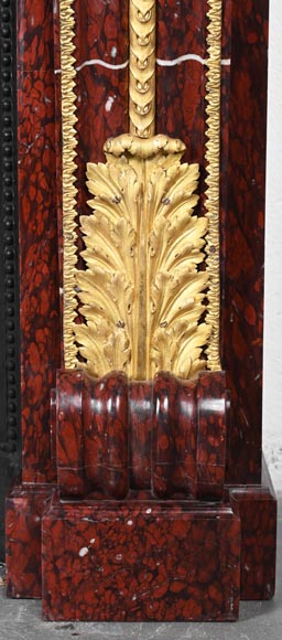 Louis XVI style fireplace in griotte red marble with gilt bronze decoration-11
