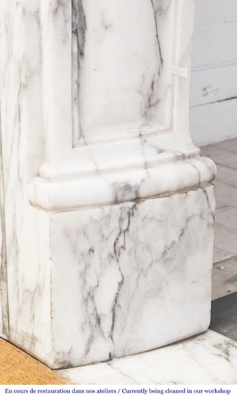 Louis XV style fireplace with asymmetrical palmette, in arabescato marble-6