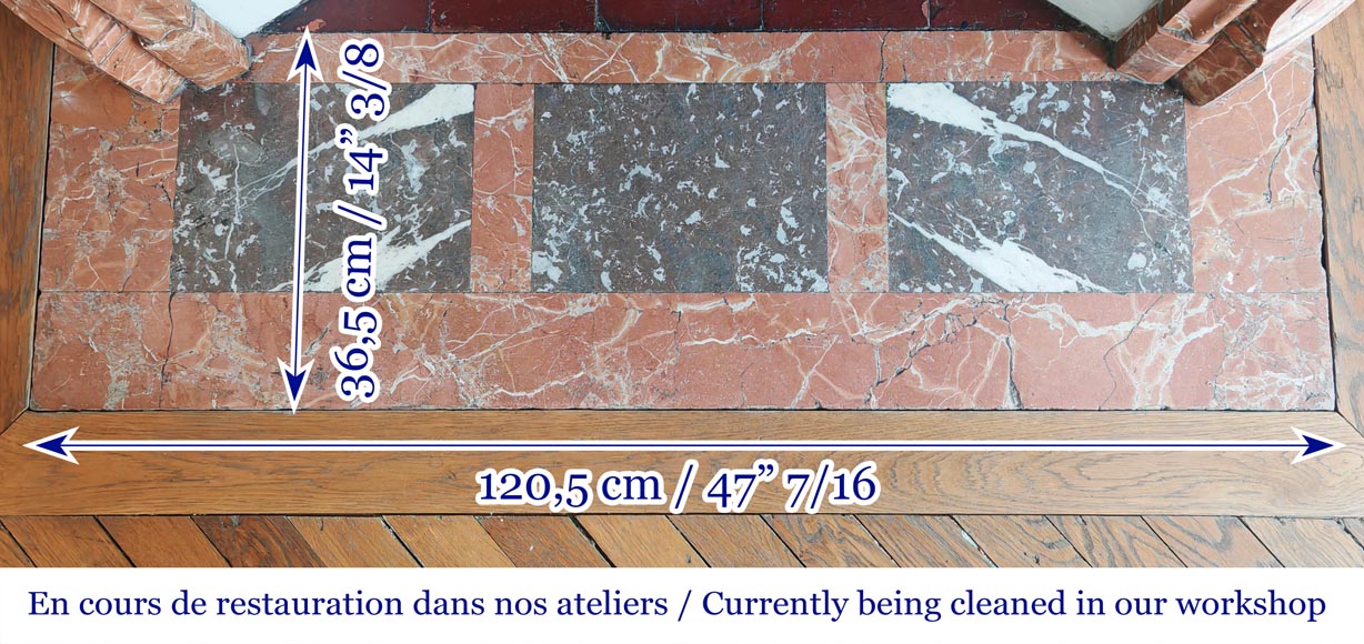 Louis XV style Pompadour model fireplace in red-orange marble Louis XV style Pompadour model fireplace in red-orange marble-8