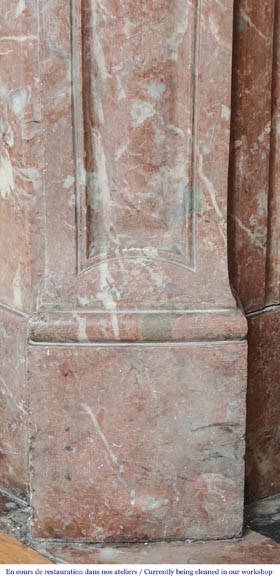 Louis XV style Pompadour model fireplace in Northern Red marble-4
