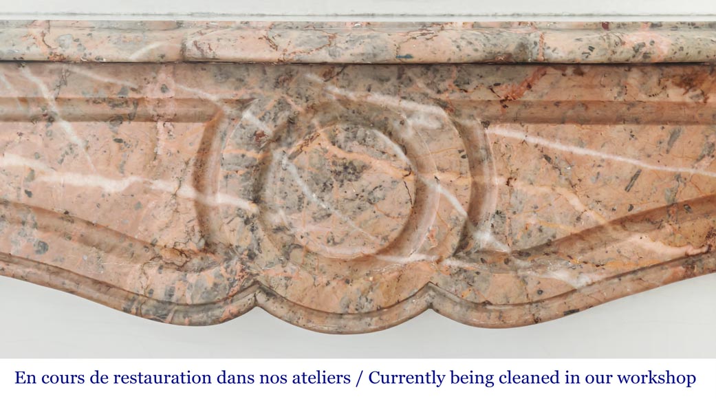 Louis XV style Pompadour model fireplace in Enjugerais marble-1