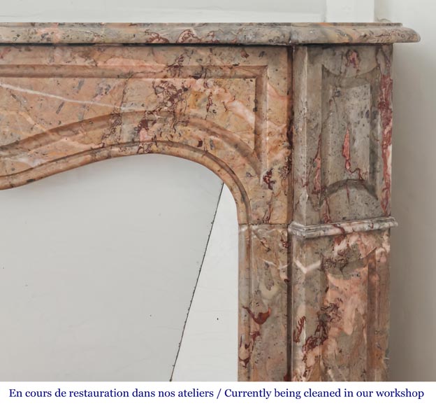 Louis XV style Pompadour model fireplace in Enjugerais marble-6