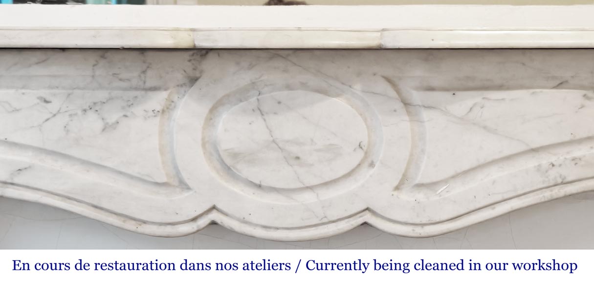 Louis XV style Pompadour model fireplace, in Carrara marble-1