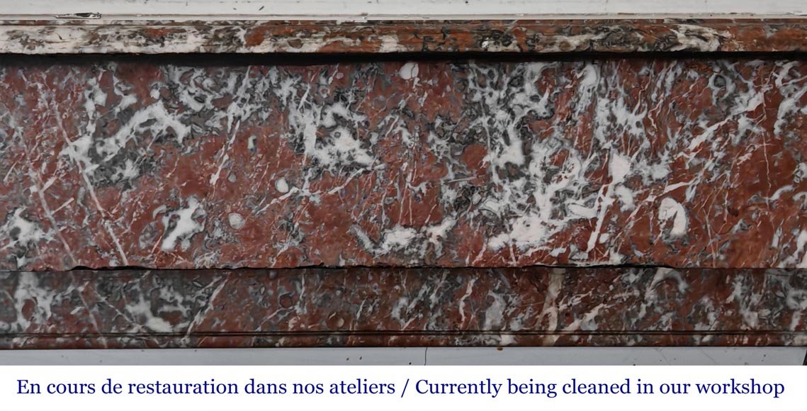 Napoleon III style fireplace, modillion model, in Northern Red marble-1