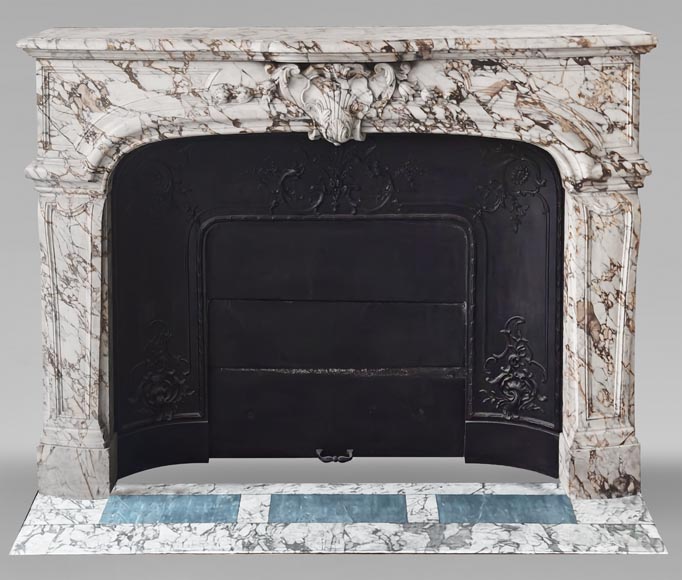 Important Regency style fireplace in purple breccia marble-0