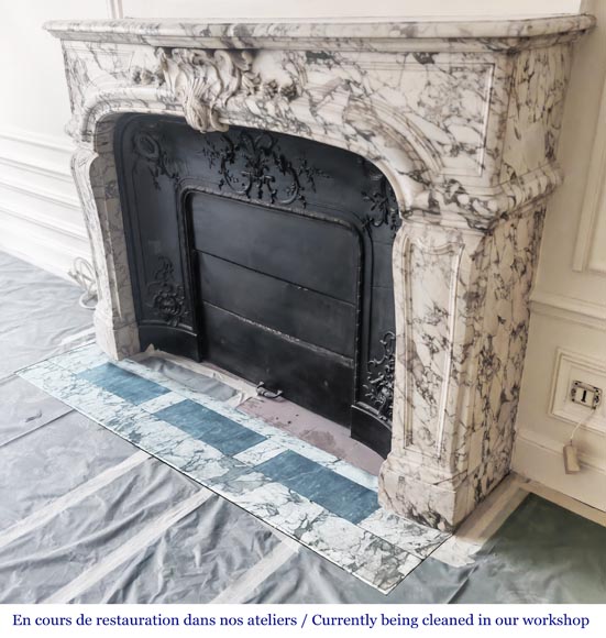 Important Regency style fireplace in purple breccia marble-6