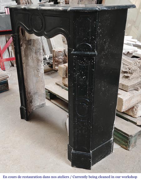 Louis XV style Pompadour model fireplace in speckled black marble-5