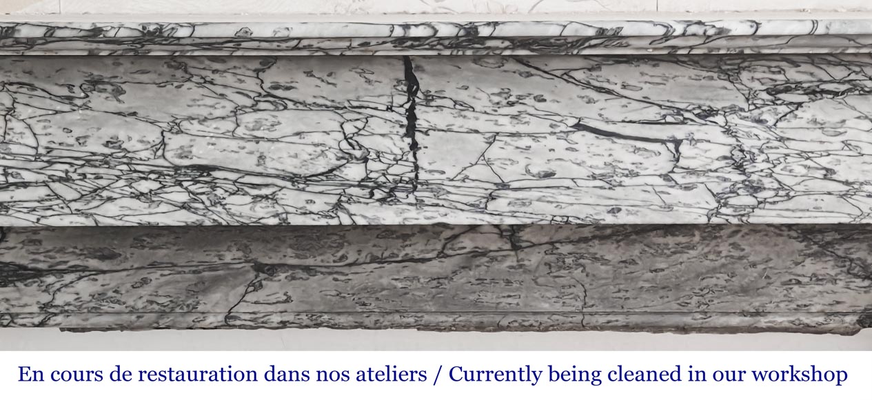 Napoleon III style fireplace with modillions, in blue Turquin marble-1