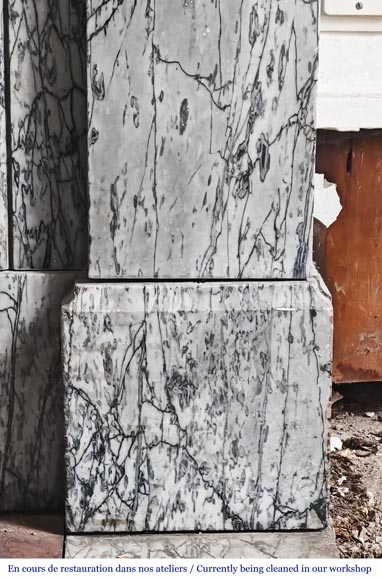 Napoleon III style fireplace with modillions, in blue Turquin marble-6