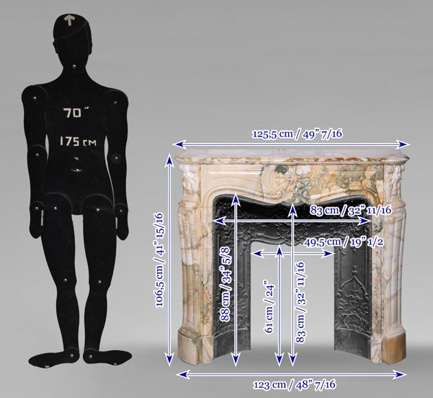 Louis XV style fireplace with three shells in Médou breccia Louis XV style fireplace with three shells in Médou breccia-10