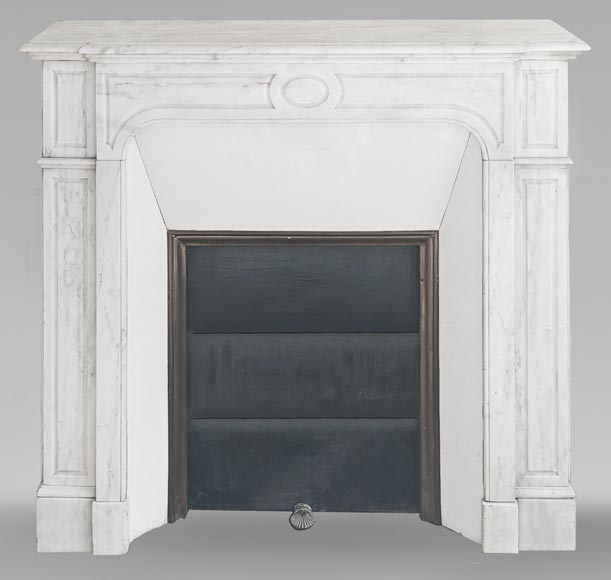 Louis XV style Pompadour model fireplace, straight, in Carrara marble-0
