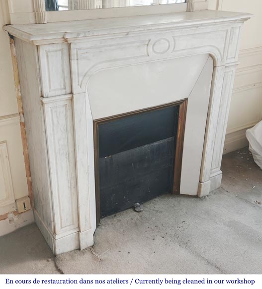 Louis XV style Pompadour model fireplace, straight, in Carrara marble-2