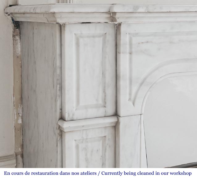 Louis XV style Pompadour model fireplace, straight, in Carrara marble-3