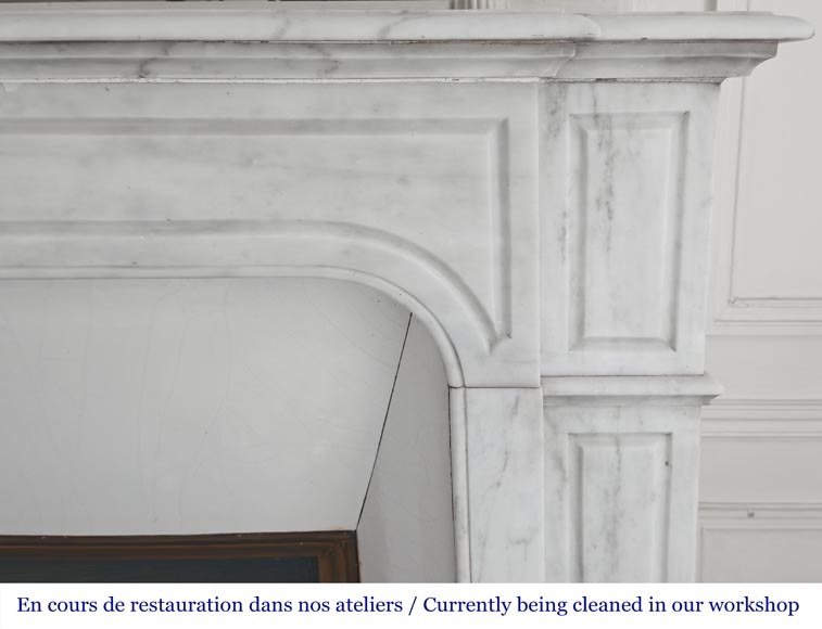 Louis XV style Pompadour model fireplace, straight, in Carrara marble-6