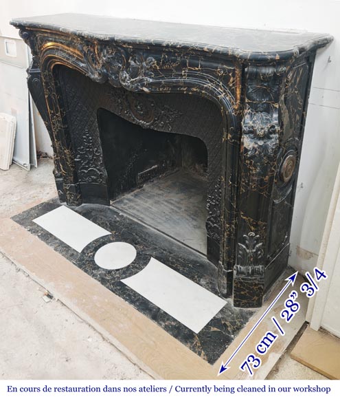 Louis XV style fireplace in richly sculpted Portoro marble-8