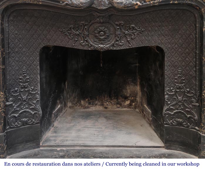 Louis XV style fireplace in richly sculpted Portoro marble-12