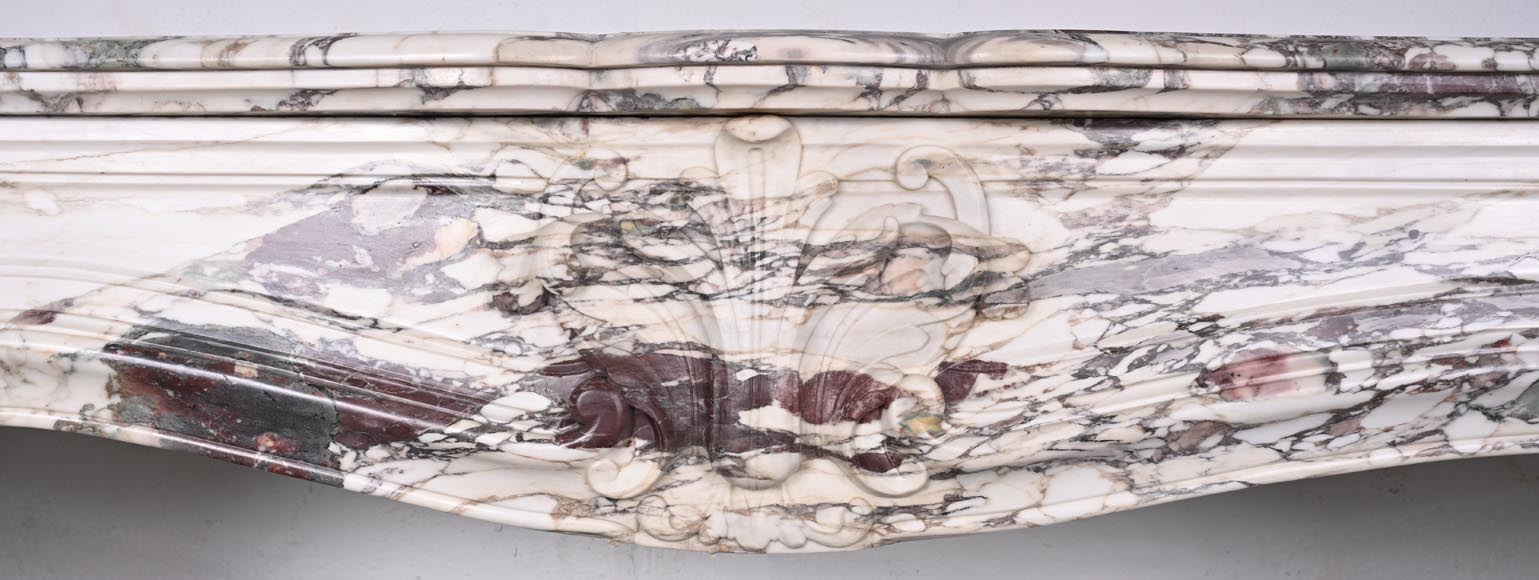 Regency style fireplace decorated with a palmette, in purple breccia marble-1