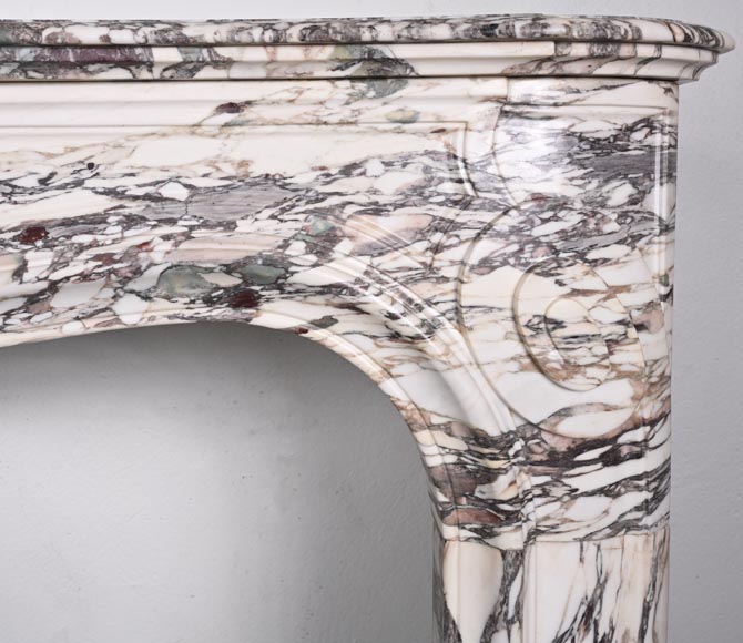 Regency style fireplace decorated with a palmette, in purple breccia marble-7