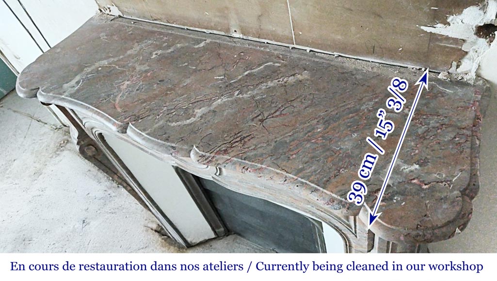 Louis XV style Pompadour model fireplace in Enjugerais marble Louis XV style Pompadour model fireplace in Enjugerais marble-8