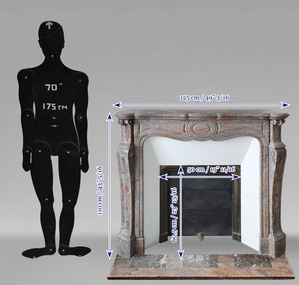 Louis XV style Pompadour model fireplace in Enjugerais marble Louis XV style Pompadour model fireplace in Enjugerais marble-9