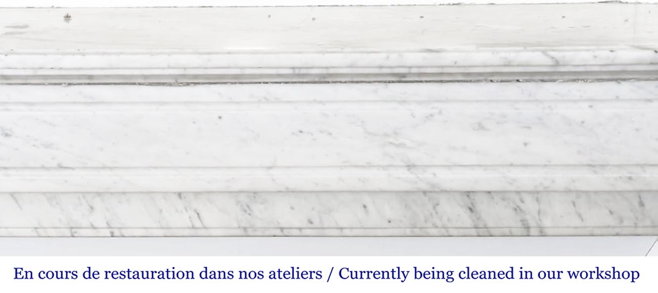 Louis XVI style fireplace with Carrara marble molding Louis XVI style fireplace with Carrara marble molding-1