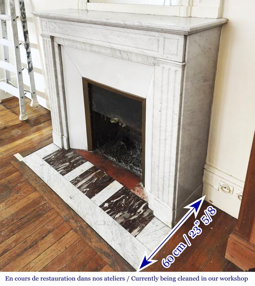 Louis XVI style fireplace with Carrara marble molding Louis XVI style fireplace with Carrara marble molding-5