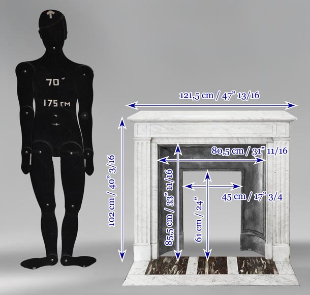 Louis XVI style fireplace with Carrara marble molding Louis XVI style fireplace with Carrara marble molding-10