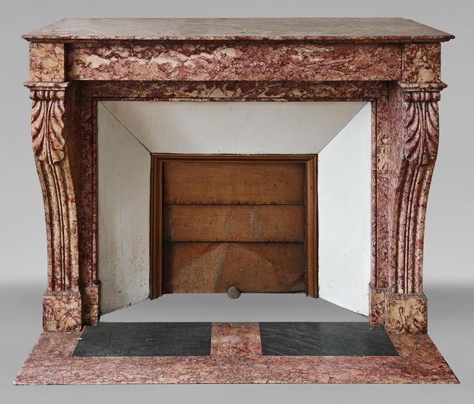 Napoleon III style fireplace in pink Brocatelle marble-0