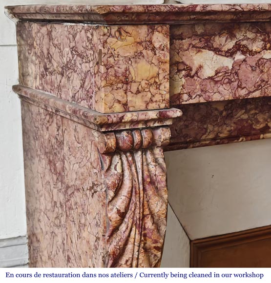 Napoleon III style fireplace in pink Brocatelle marble-3