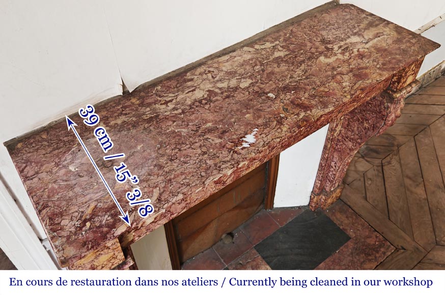 Napoleon III style fireplace in pink Brocatelle marble-8