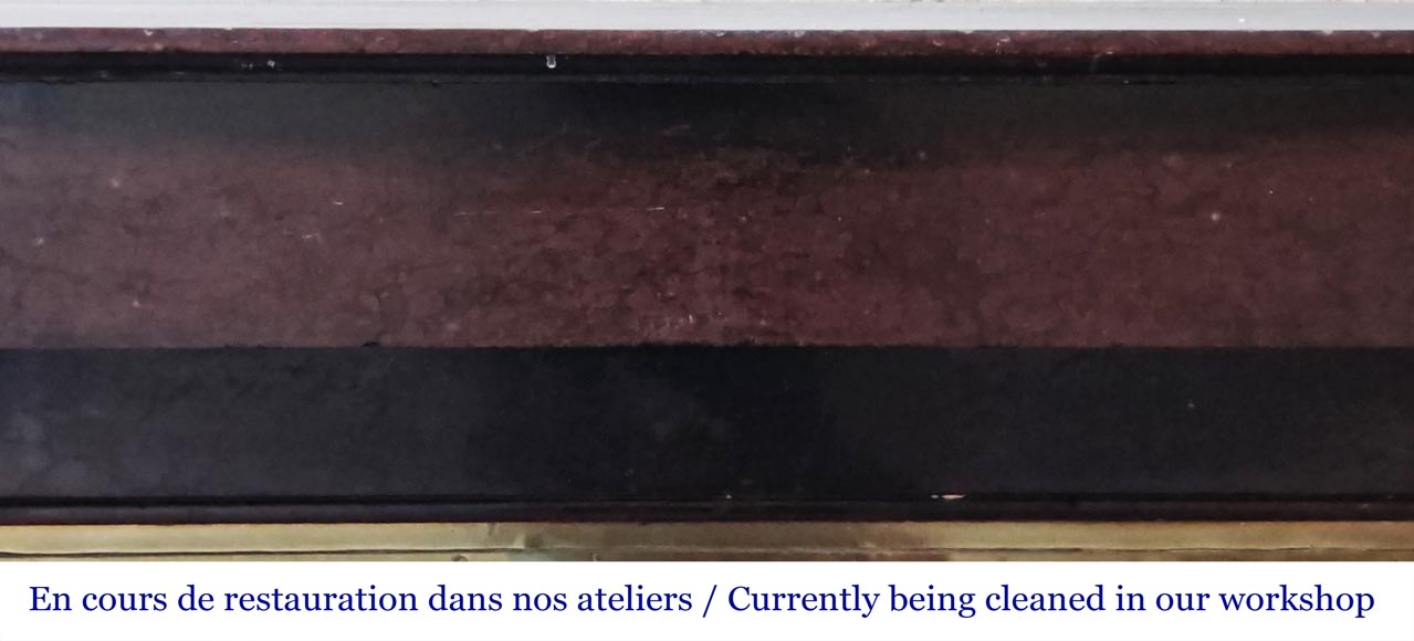 Napoleon III style fireplace in griotte marble with a brass interior-1