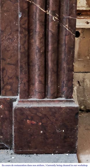 Napoleon III style fireplace in griotte marble with a brass interior-7