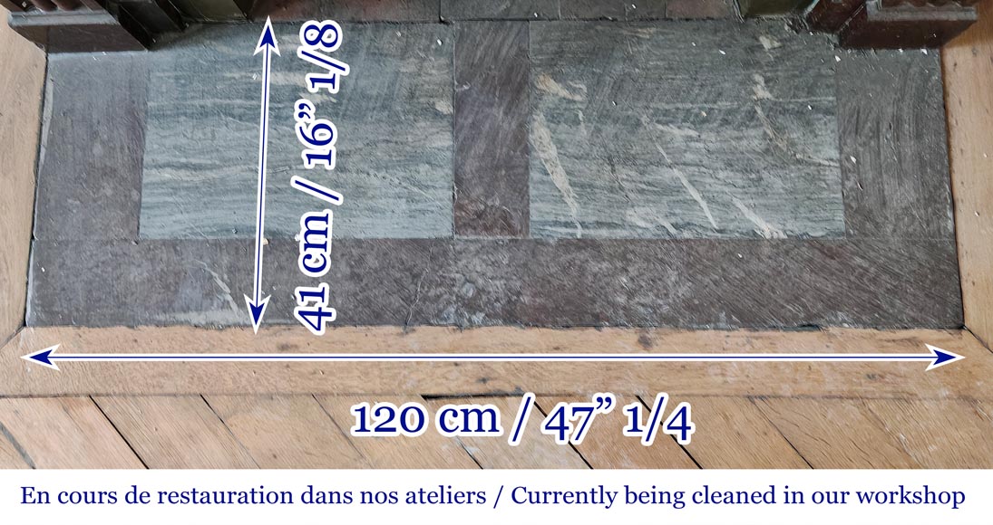 Napoleon III style fireplace in griotte marble with a brass interior-8