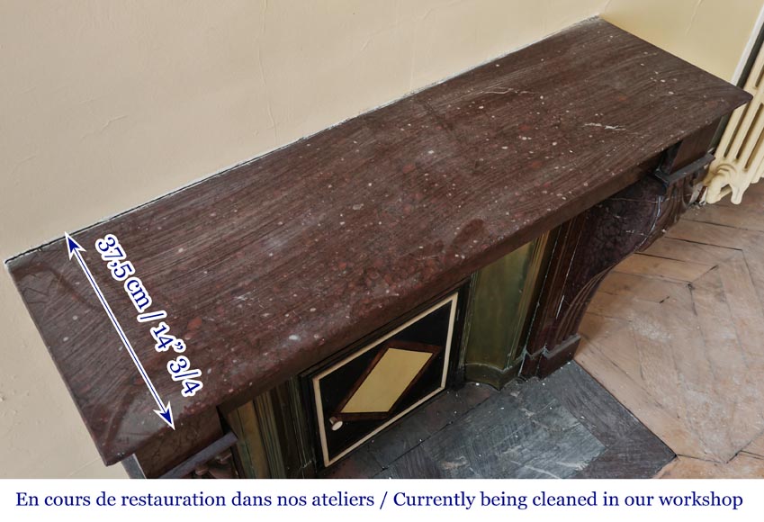 Napoleon III style fireplace in griotte marble with a brass interior-9