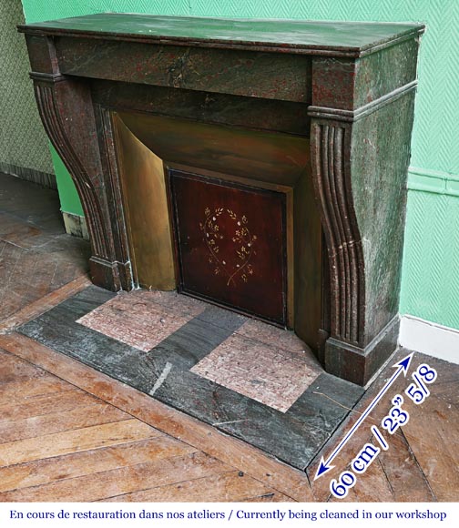 Napoleon III style fireplace in a marble similar to Campan marble, with its brass interior-5
